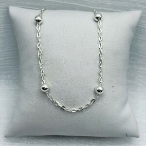 S925 Beaded Chain Necklace 30”